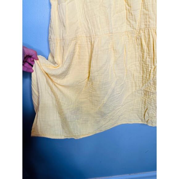 LOVE WHIT Yellow 100% Cotton Crewneck Short Sleeve Tie Back Dress Size Medium - Picture 7 of 14